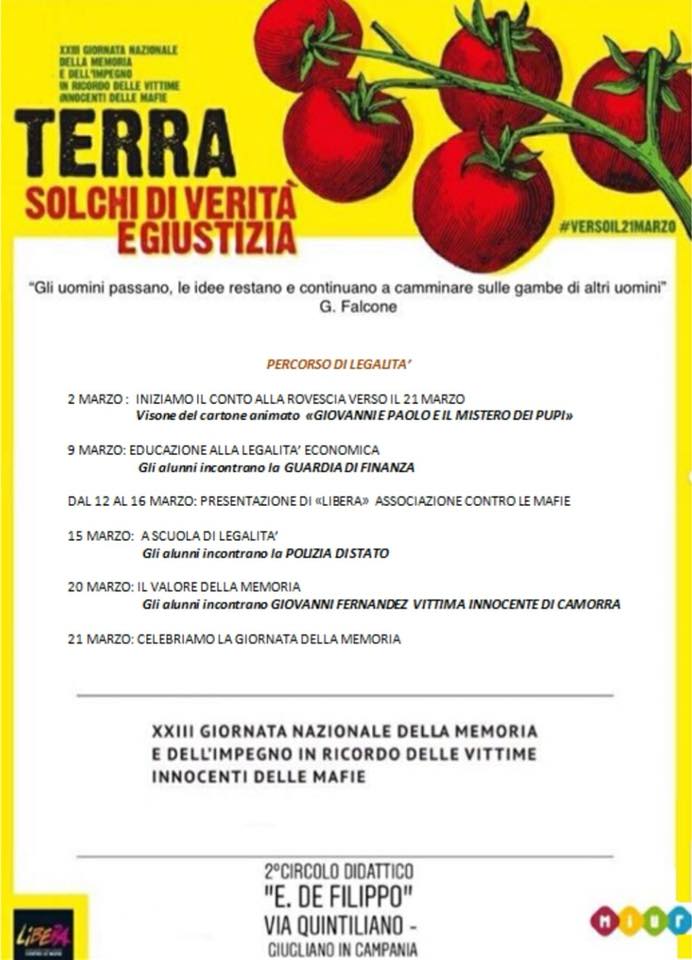 XXIII Giornata della Memoria e dell’Impegno in ricordo delle vittime innocenti delle mafie